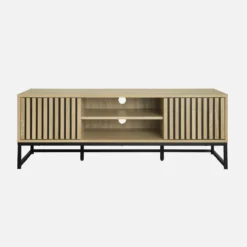 sweeek Mobile TV a 2 ante in legno scanalato e metallo nero, 120cm
