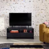 sweeek Mobile TV con 2 cassetti e 2 ripiani, effetto legno arrotondato