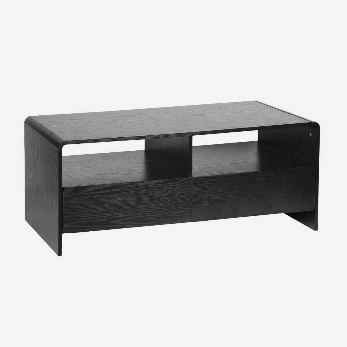 sweeek Mobile TV con 2 cassetti e 2 ripiani, effetto legno arrotondato