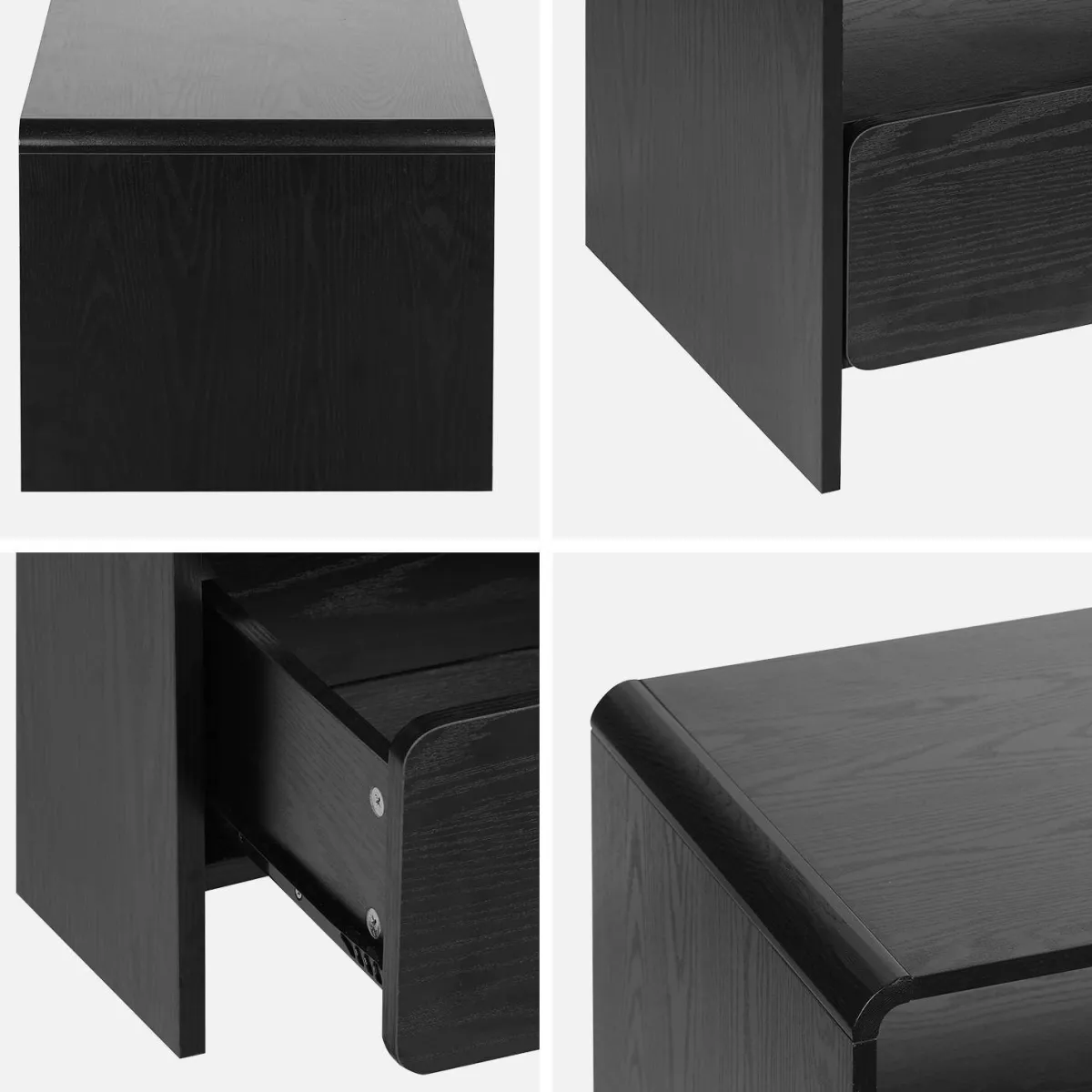 sweeek Mobile TV con 2 cassetti e 2 ripiani, effetto legno arrotondato