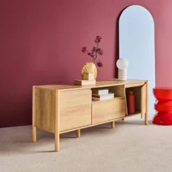 sweeek Mobile TV decorazione legno 2 ante 1 cassetto 140cm