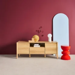 sweeek Mobile TV decorazione legno 2 ante 1 cassetto 140cm