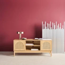 sweeek Mobile TV decorazione legno e canna 2 ante 140cm