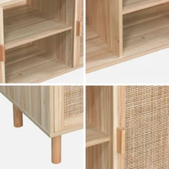 sweeek Mobile TV effetto canna e legno, 120cm