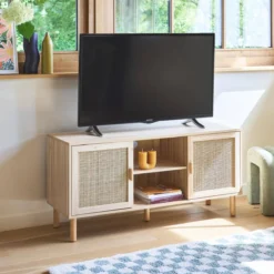 sweeek Mobile TV effetto canna e legno, 120cm