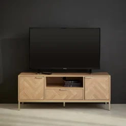 sweeek Mobile TV effetto legno a spina di pesce, 120cm