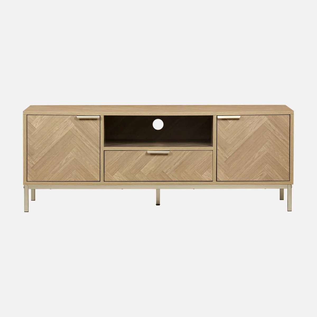 sweeek Mobile TV effetto legno a spina di pesce, 120cm