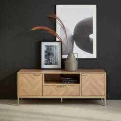 sweeek Mobile TV effetto legno a spina di pesce, 120cm