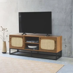 sweeek Mobile TV effetto legno e canna arrotondata, 140cm