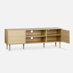 sweeek Mobile TV effetto legno, 3 ripiani e 2 ante, 160cm