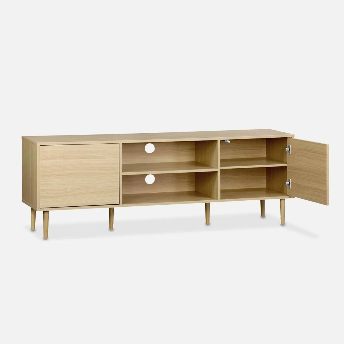 sweeek Mobile TV effetto legno, 3 ripiani e 2 ante, 160cm