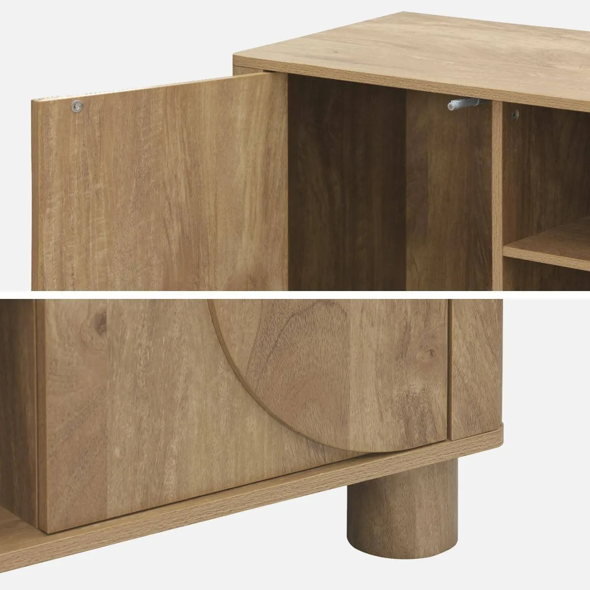 sweeek Mobile TV esotico effetto legno di mango 2 ante reversibili, 155cm