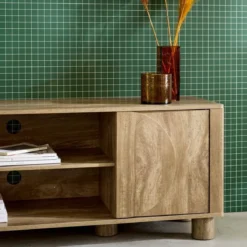 sweeek Mobile TV esotico effetto legno di mango 2 ante reversibili, 155cm