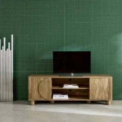 sweeek Mobile TV esotico effetto legno di mango 2 ante reversibili, 155cm