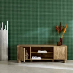 sweeek Mobile TV esotico effetto legno di mango 2 ante reversibili, 155cm