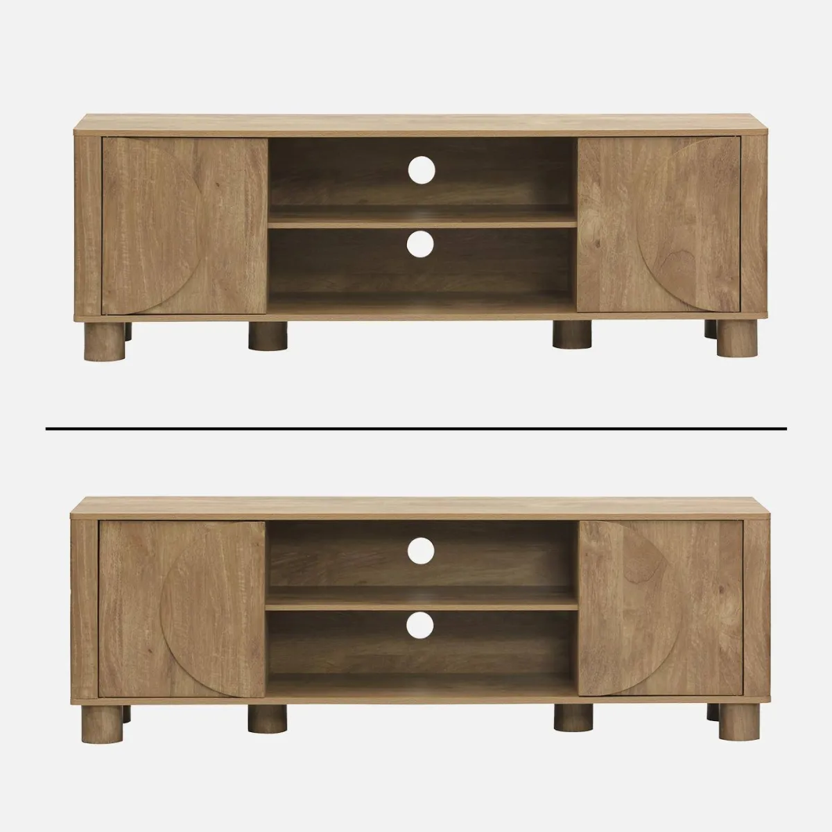 sweeek Mobile TV esotico effetto legno di mango 2 ante reversibili, 155cm