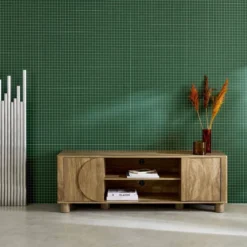sweeek Mobile TV esotico effetto legno di mango 2 ante reversibili, 155cm