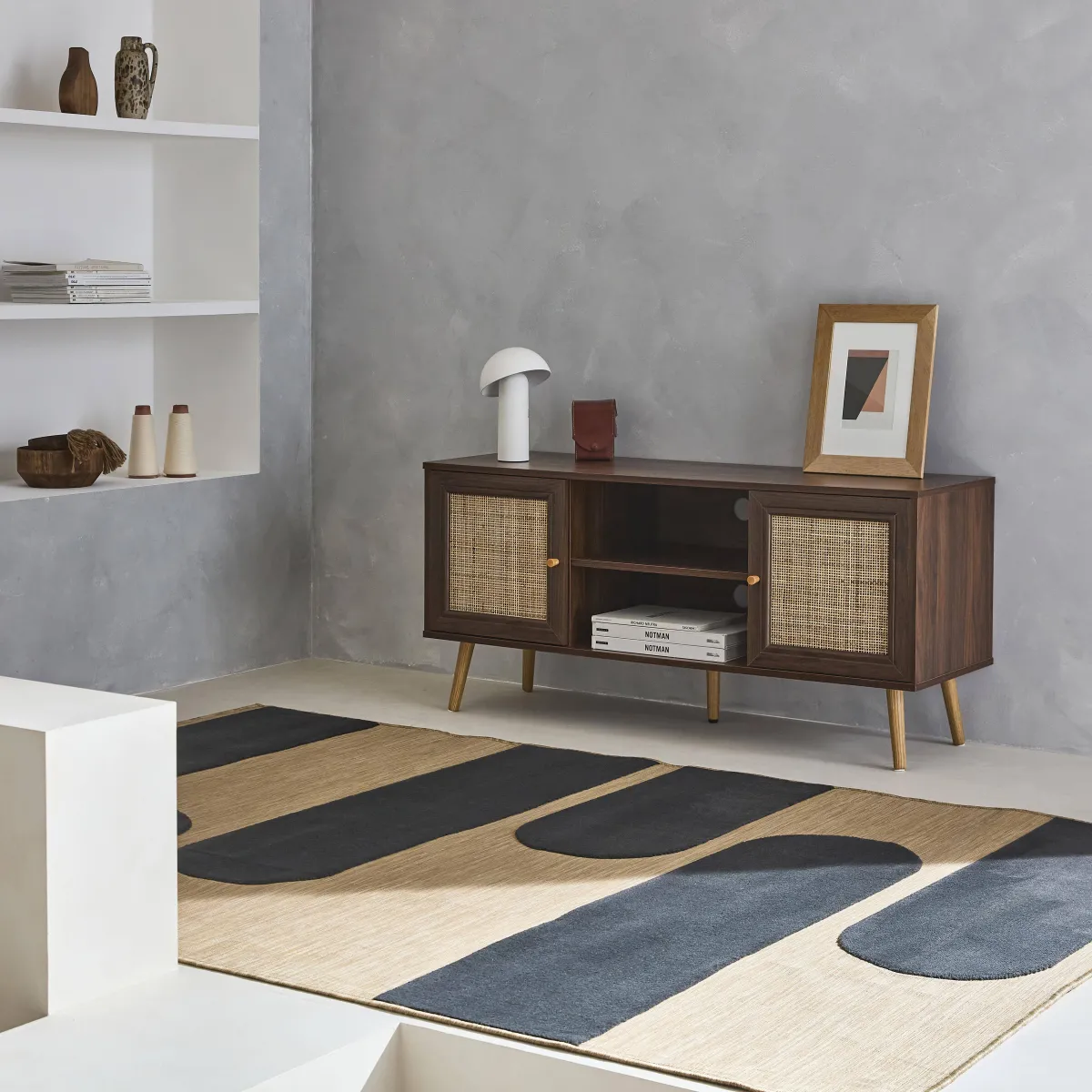 sweeek Mobile TV in cannage 2 livelli, 120cm