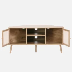 sweeek Mobile TV in legno e canna, 2 ante, 1 ripiano, 115cm