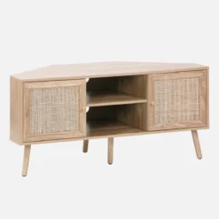 sweeek Mobile TV in legno e canna, 2 ante, 1 ripiano, 115cm