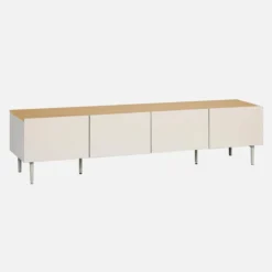 sweeek Mobile TV in metallo e decorazione in legno 4 ante, 180cm