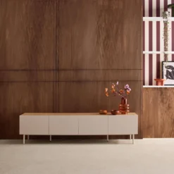 sweeek Mobile TV in metallo e decorazione in legno 4 ante, 180cm