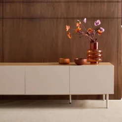 sweeek Mobile TV in metallo e decorazione in legno 4 ante, 180cm
