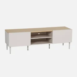 sweeek Mobile TV in metallo e decorazione in legno 2 ante, 140cm