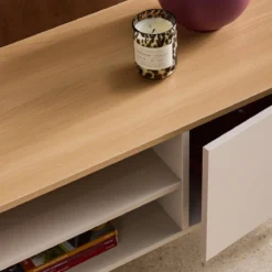 sweeek Mobile TV in metallo e decorazione in legno 2 ante, 140cm