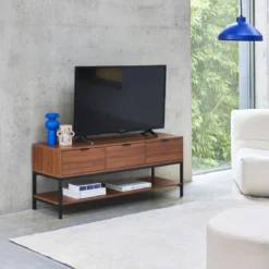 sweeek Mobile TV in noce con 3 cassetti, 130cm