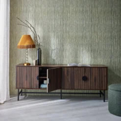 sweeek Mobile TV nero effetto legno scanalato, 160cm