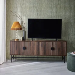 sweeek Mobile TV nero effetto legno scanalato, 160cm