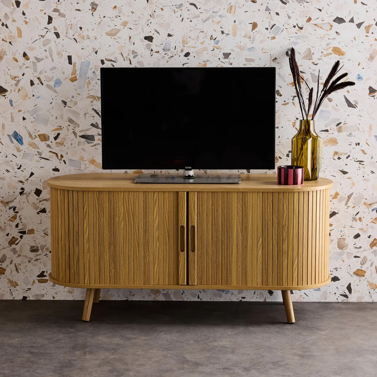 sweeek Mobile TV scandinavo con 2 ante scorrevoli, 120cm