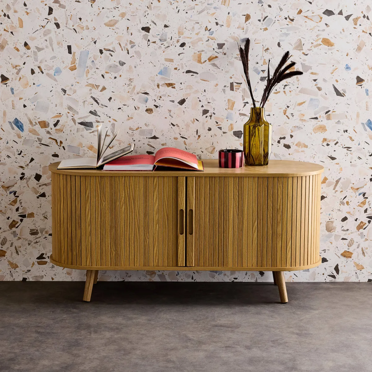 sweeek Mobile TV scandinavo con 2 ante scorrevoli, 120cm
