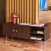 sweeek Mobile TV vintage in legno e acciaio inossidabile a 2 ante, 140cm