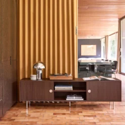 sweeek Mobile TV vintage in legno e acciaio inossidabile 2 ante, 180cm