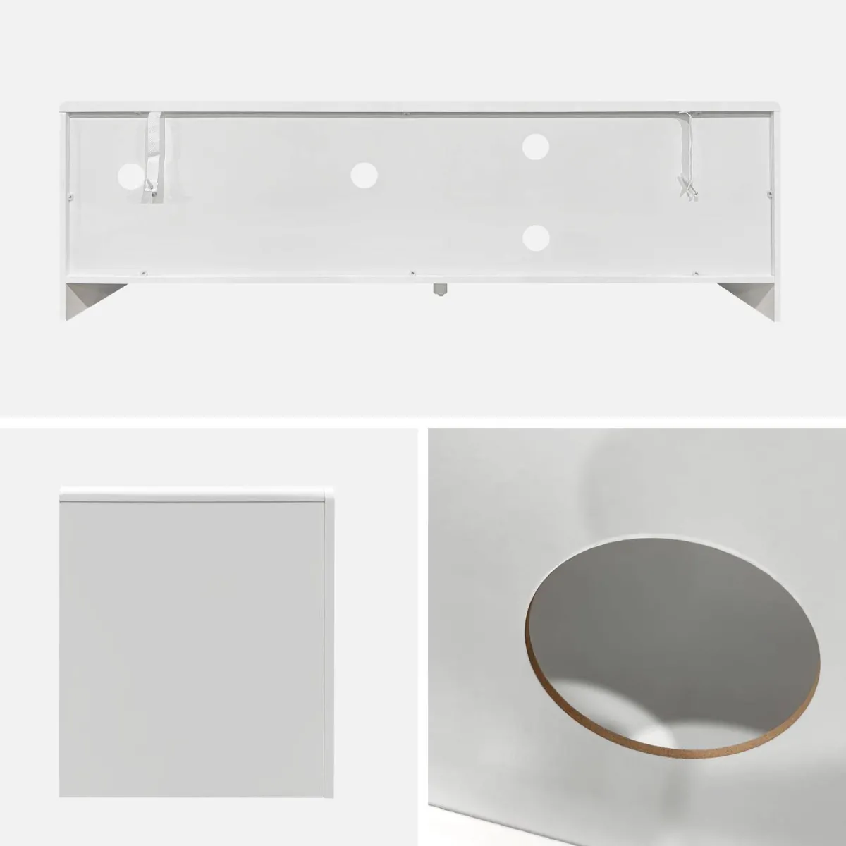sweeek Mobilie TV organico effetto legno bianco, 160cm