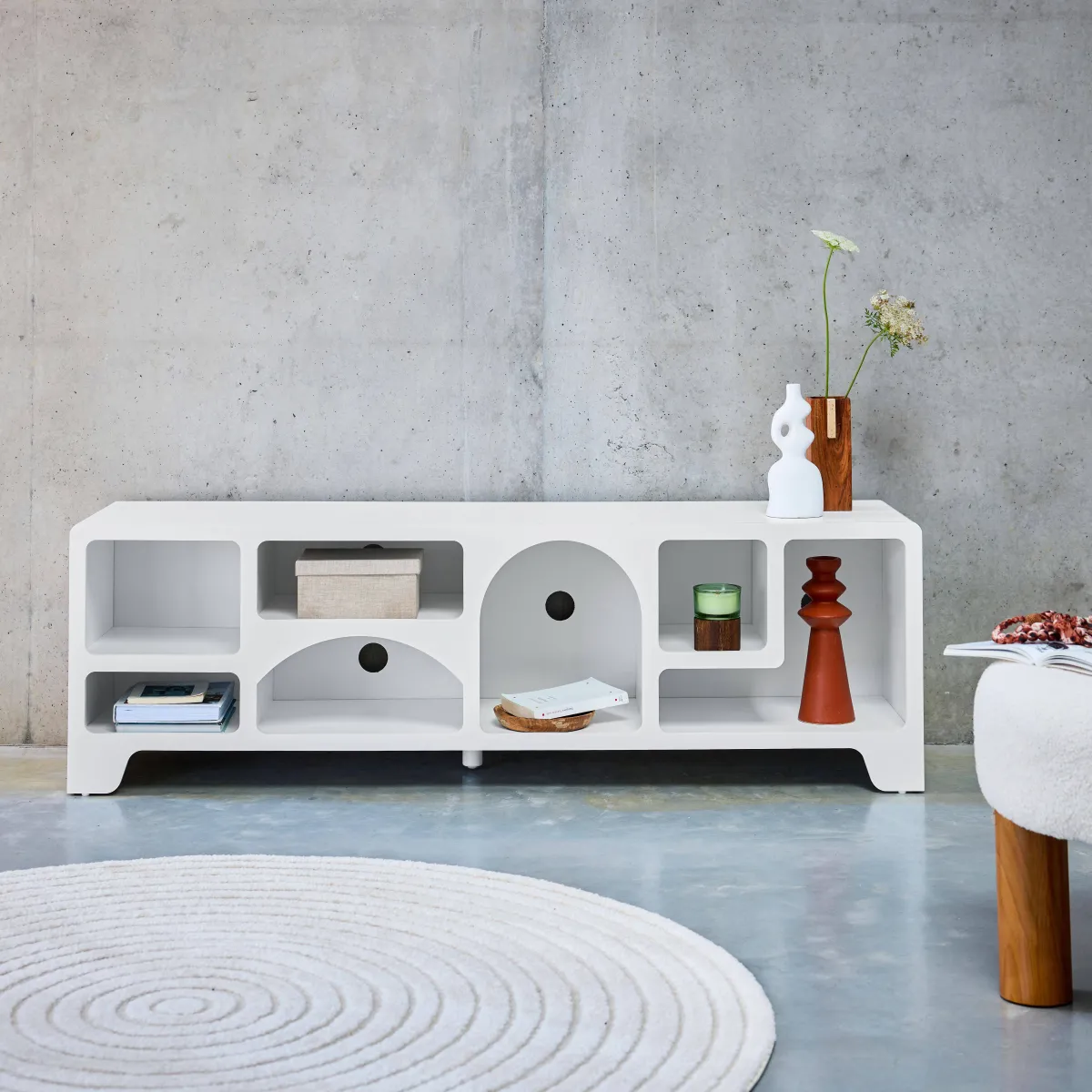 sweeek Mobilie TV organico effetto legno bianco, 160cm