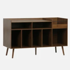 sweeek Mobili per vinili XL vintage effetto legno scuro, 130cm