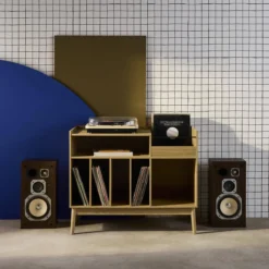 sweeek Mobili vintage per vinili con decorazioni in legno