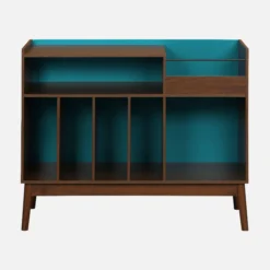 sweeek Mobili vintage per vinili effetto legno bicolore