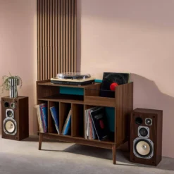 sweeek Mobili vintage per vinili effetto legno bicolore