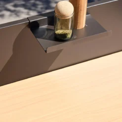 sweeek Modulo cucina da esterno acciaio e decorazione legno 1 ripiano, 80cm