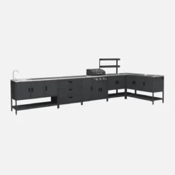 Modulo cucina da esterno con barbecue a gas a 3 bruciatori, 5 moduli