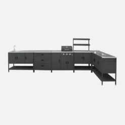 Modulo cucina da esterno con barbecue a gas a 3 bruciatori, 5 moduli