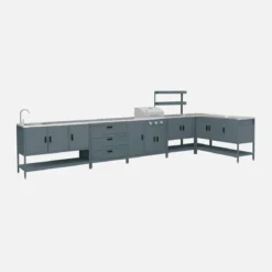 Modulo cucina da esterno con barbecue a gas a 3 bruciatori, 5 moduli