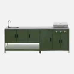 Modulo cucina da esterno con barbecue a gas a 3 bruciatori, 2 moduli