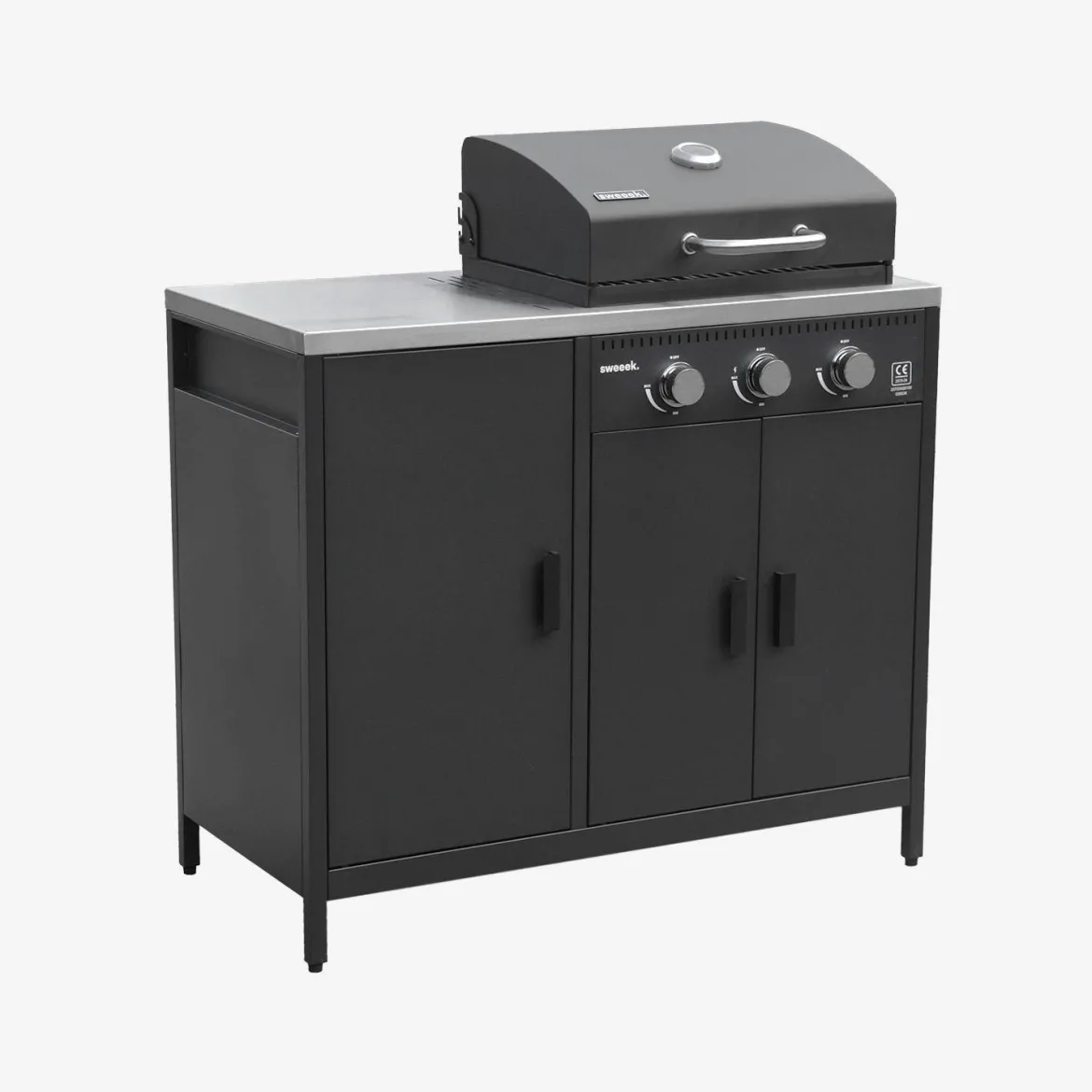 Modulo cucina da esterno con barbecue a gas a 3 bruciatori, 2 moduli
