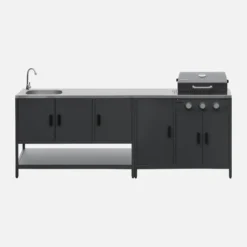 Modulo cucina da esterno con barbecue a gas a 3 bruciatori, 2 moduli