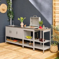 Modulo cucina da esterno con barbecue a carbonella, 3 moduli